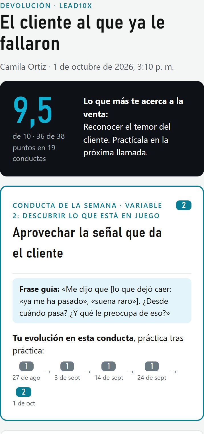 La misma devolución en el celular